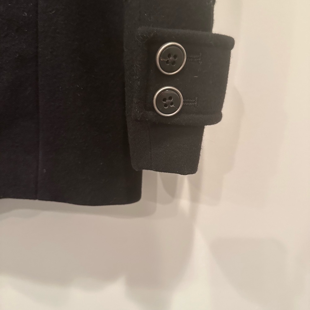 7 For All Mankind Men’s Black Peacoat Wool Large Zippers Old Money Sz M - Picture 6 of 12